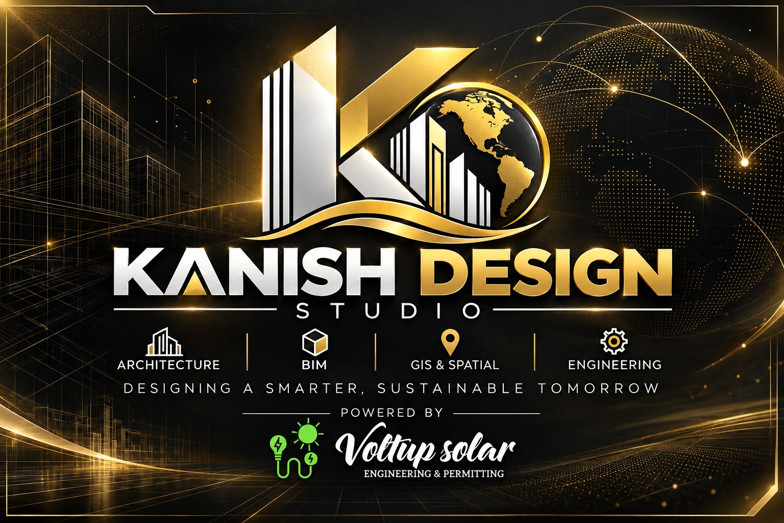 Kanish Design Studio logo — powered by Voltup Solar